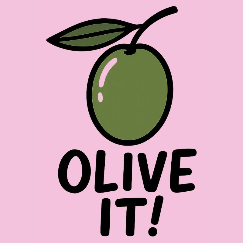 Olive illustration with slogan