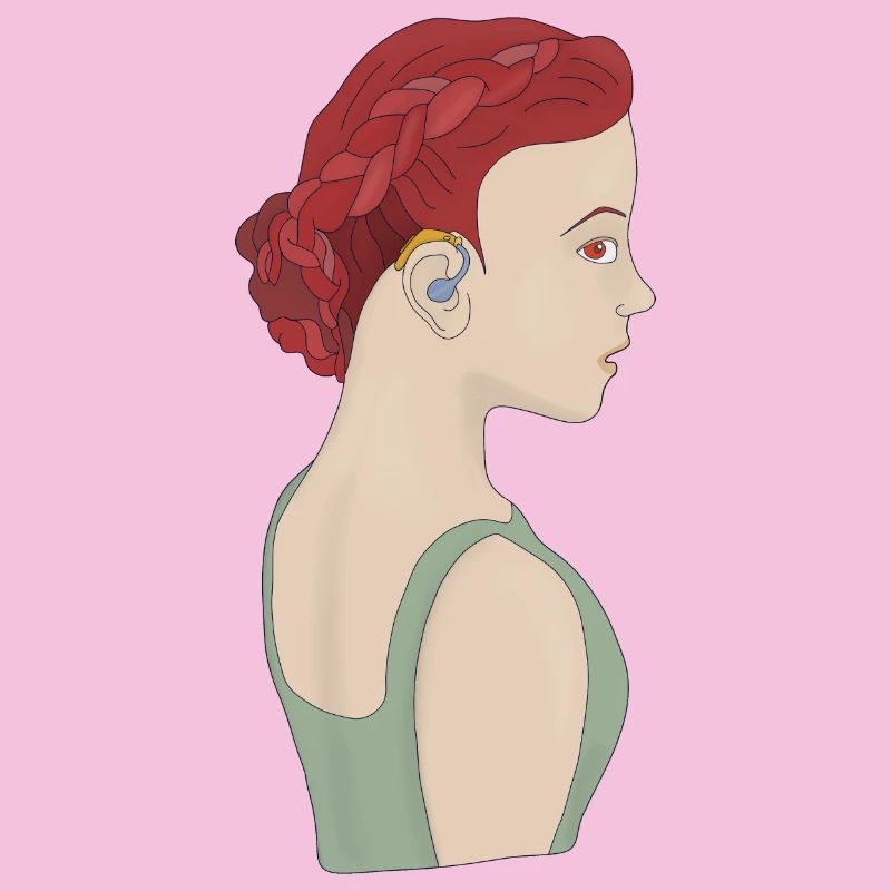 Girl using a hearing aid