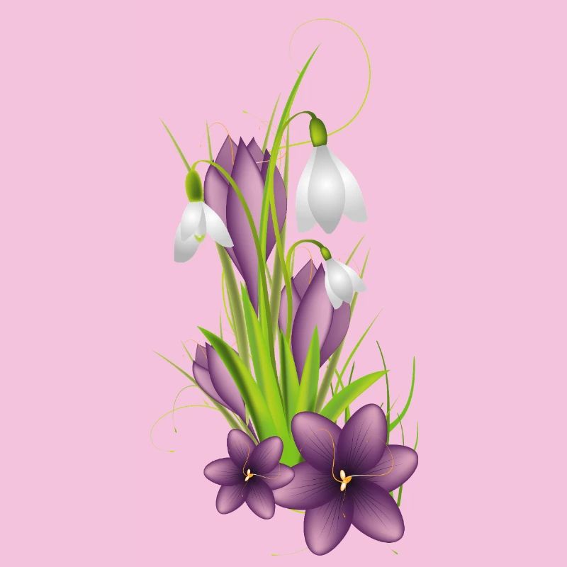 Perce-neige et crocus délicats illustrés