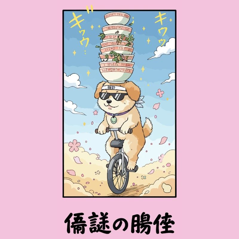Noodle Stack Pup sur monocycle