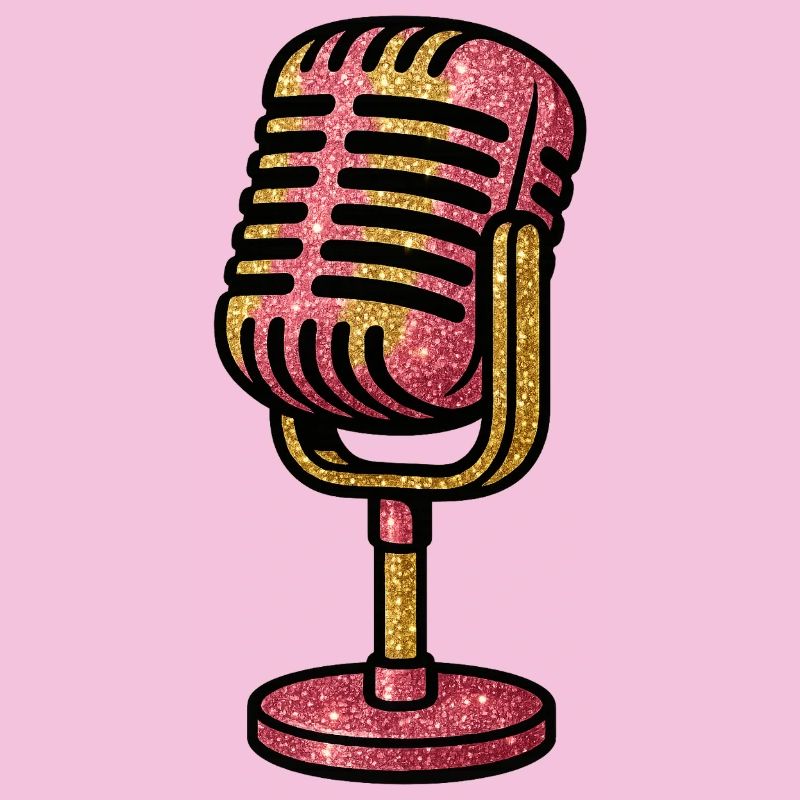 Glitter Microphone Retro Pink Gold