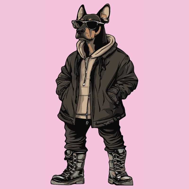 Dobermann Hund Cool Winter