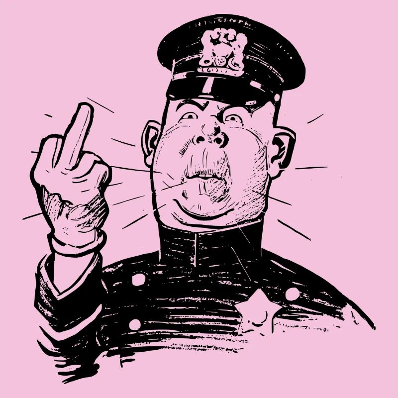 Furious policeman shows Ms. Finger