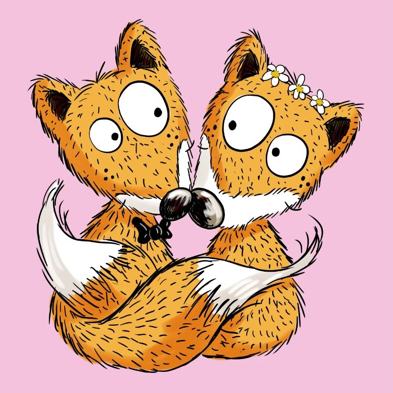 Fuchs Hochzeit - Brautpaar - Comic - Partnerschaft