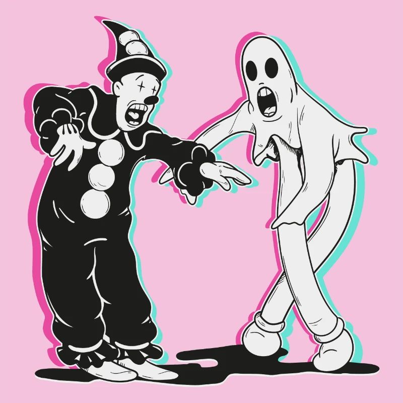 ghost and clown dancing