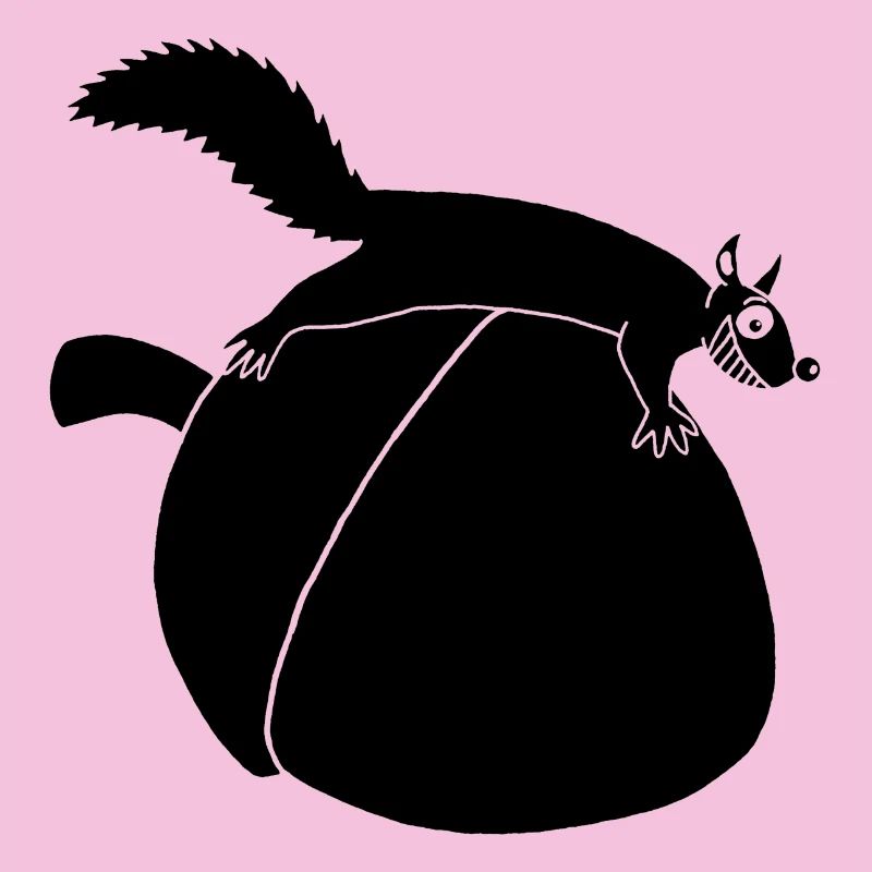 The squirrel against the glans (black)