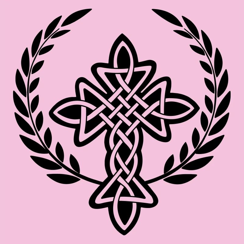 Logo de croix celtique dans une couronne de laurier
