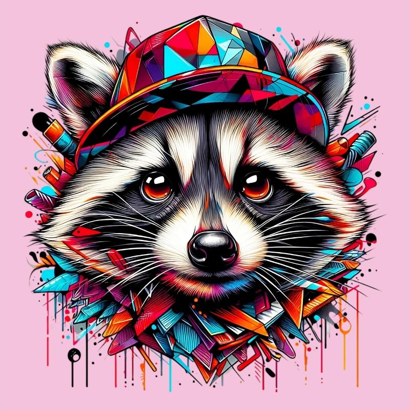 Waschbär mit Hutmütze Rap-Hut