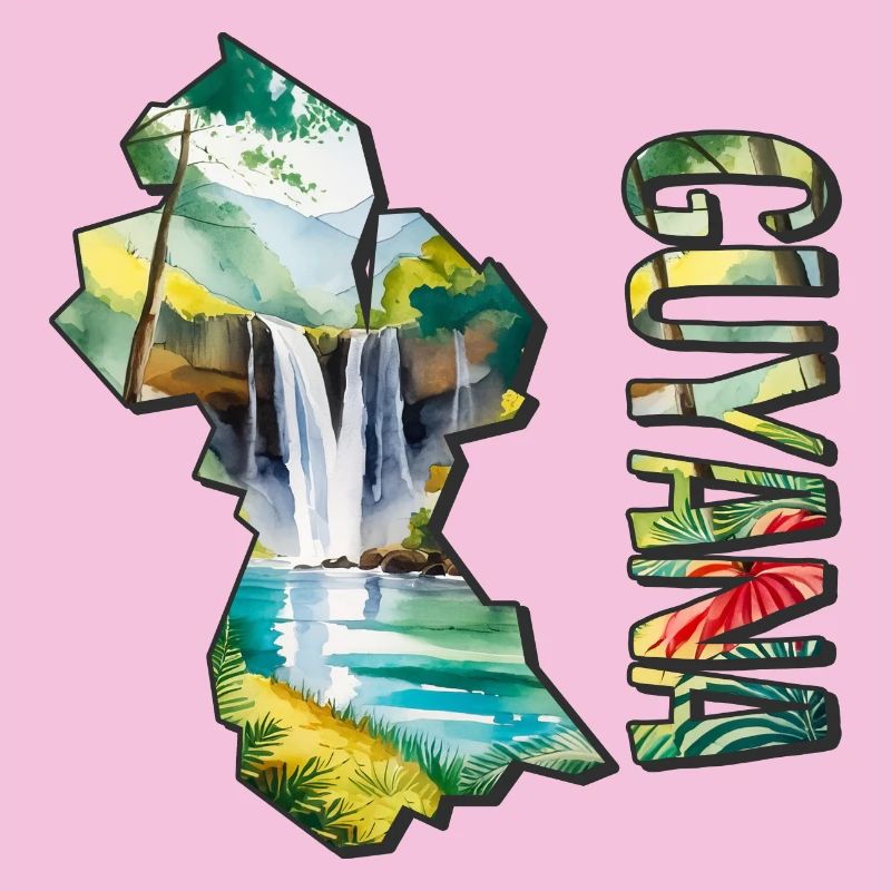 Carte à l’aquarelle de la Guyane