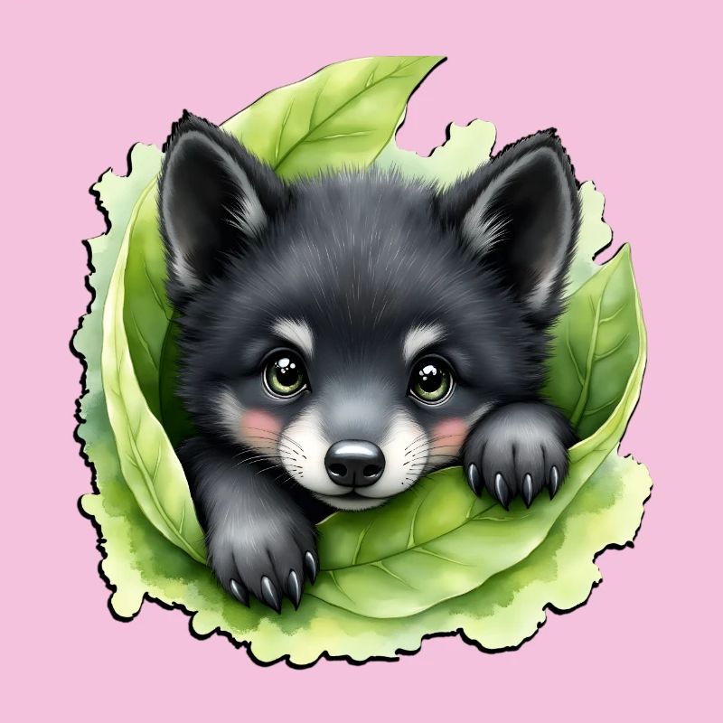 Chiot loup sur le vert