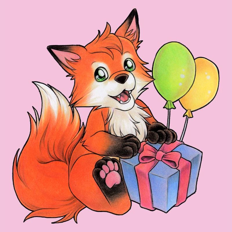 Cute Fox for Birthday Hand Painted