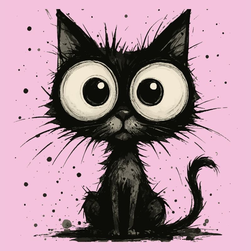 Drôle de chat noir avec de grands yeux – splash