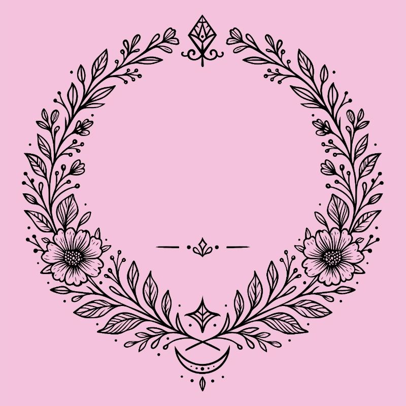 Couronne de fleurs avec croissant de lune