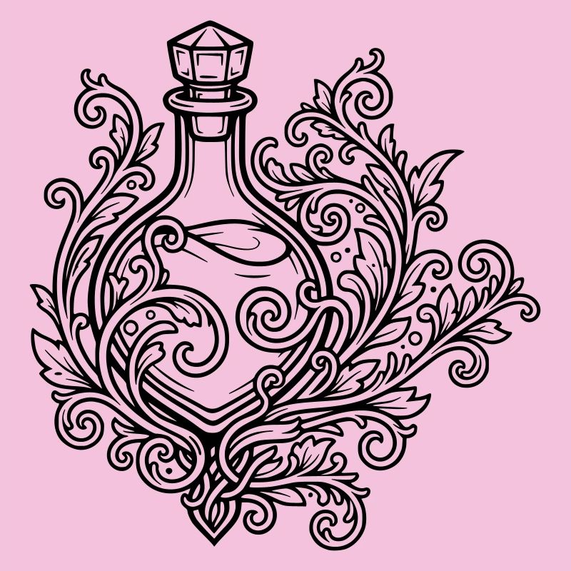 Elixir vial and flowers