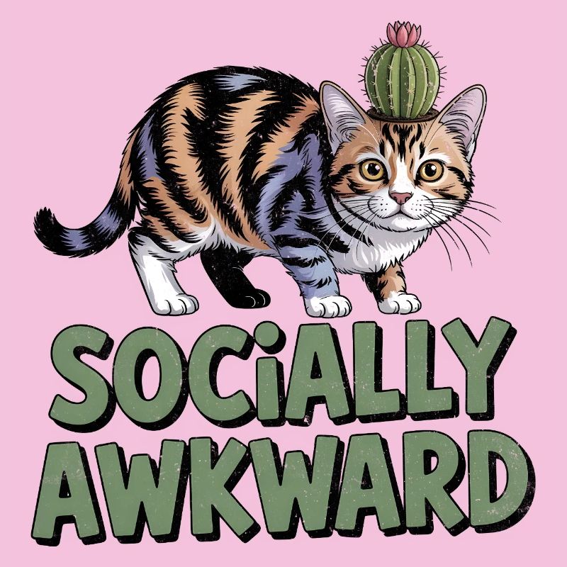 Cat Cactus Socially Awkward