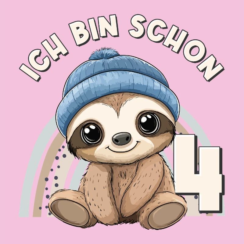 4e anniversaire paresseux arc-en-ciel mignon