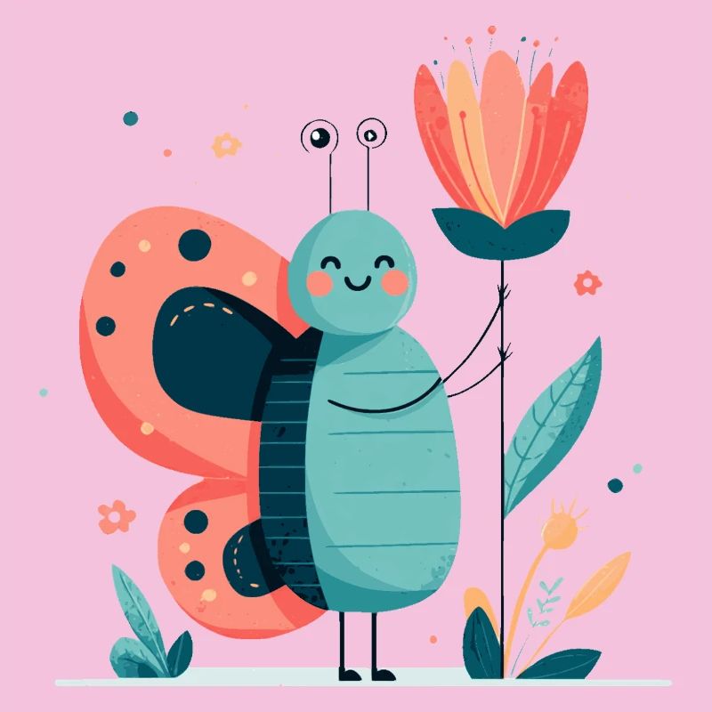 Un papillon mignon avec une fleur