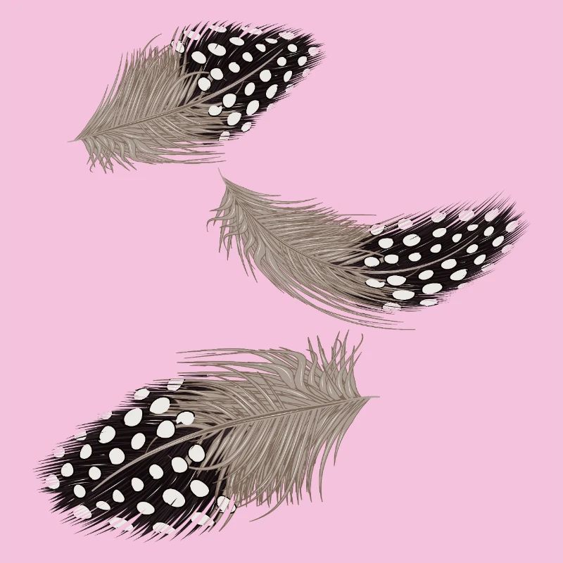 Three Flying Guinea Fowl Feathers Illustration