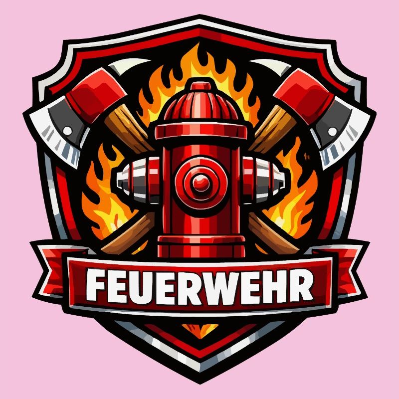 Fire Brigade Logo with Fire Hydrant and Flames