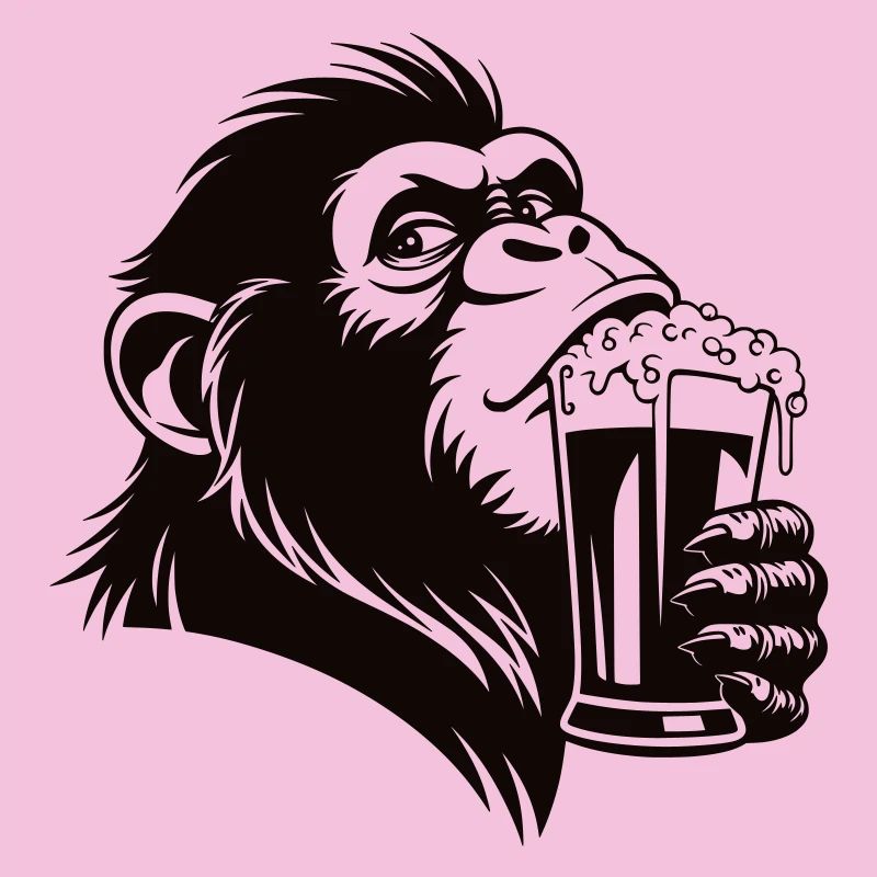 Funny monkey drinks foamy drink