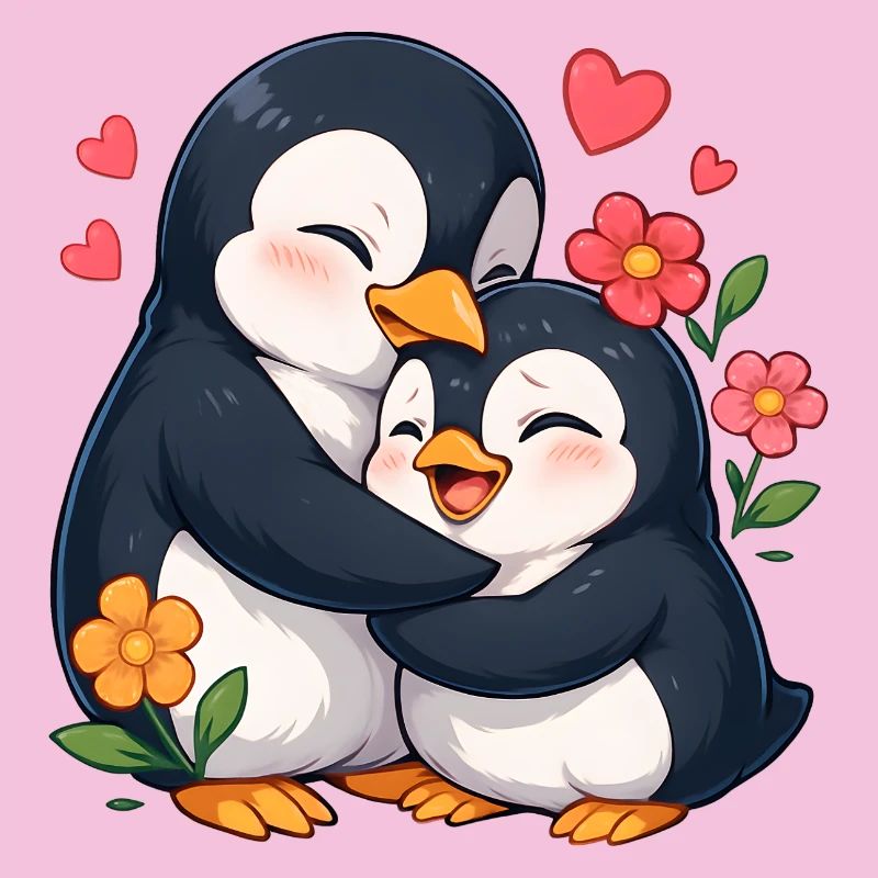 Cuddly Penguin Heart Duo