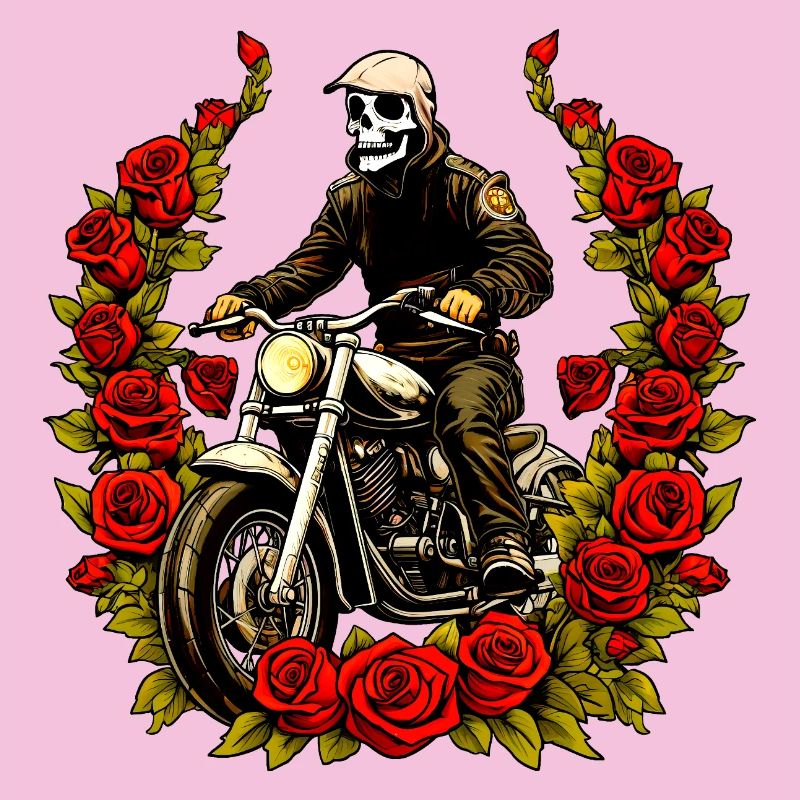 Roses squelette moto