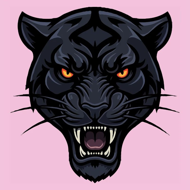 Night leopard head with fiery eyes