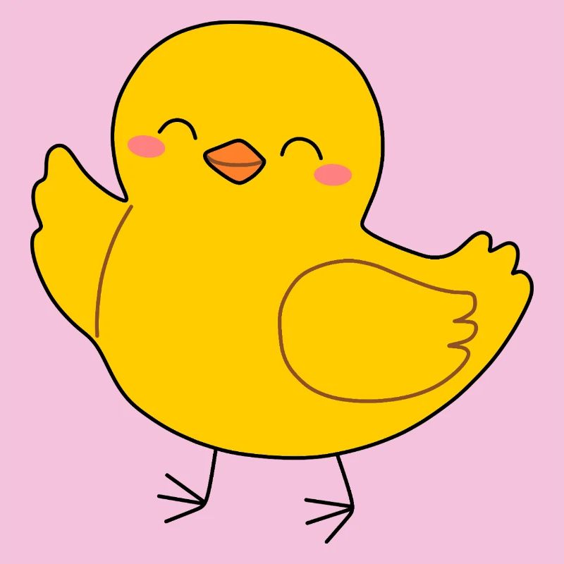 Dessin animé de la Poussin Jaune Joyeuse