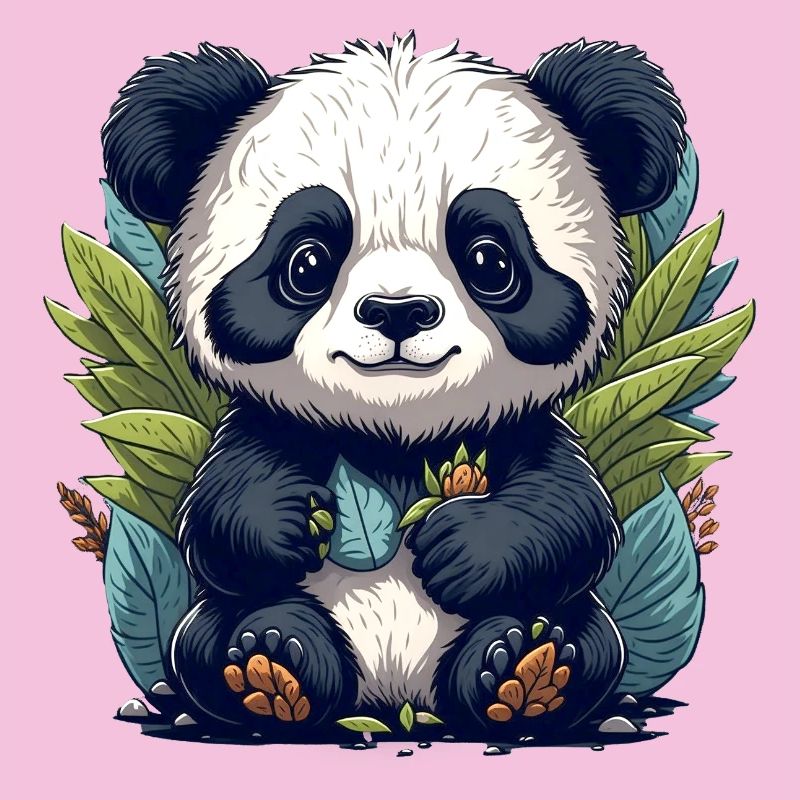 Le panda dans la forêt de feuilles