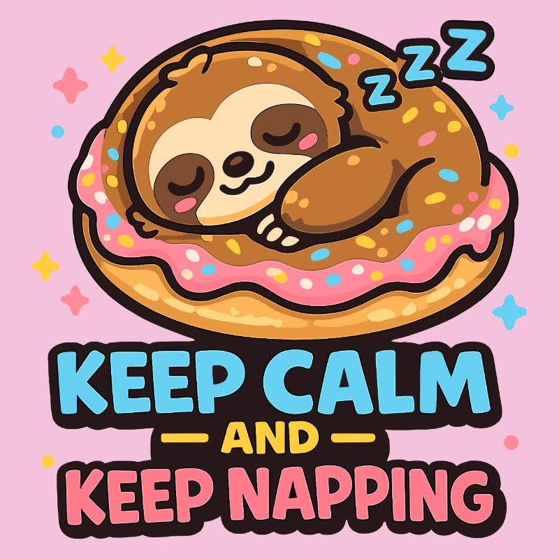 Donut Sleeping Sloth Illustration