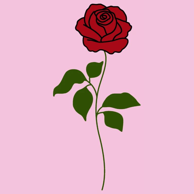 Rose Red Green Stem