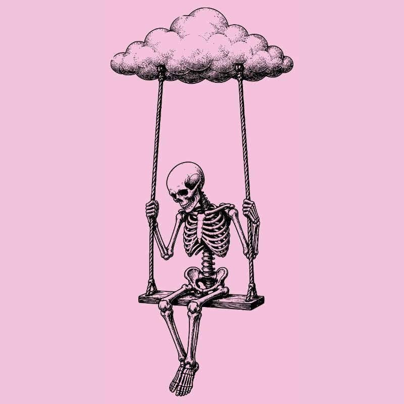 Skeleton on cloud swing motif