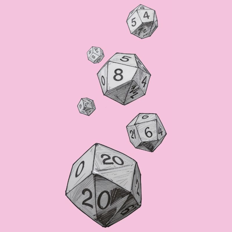 Black and White Role-Playing Dice – Falling Dice