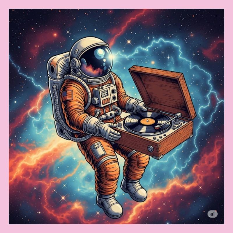 Space DJ Astronaut with Turntable