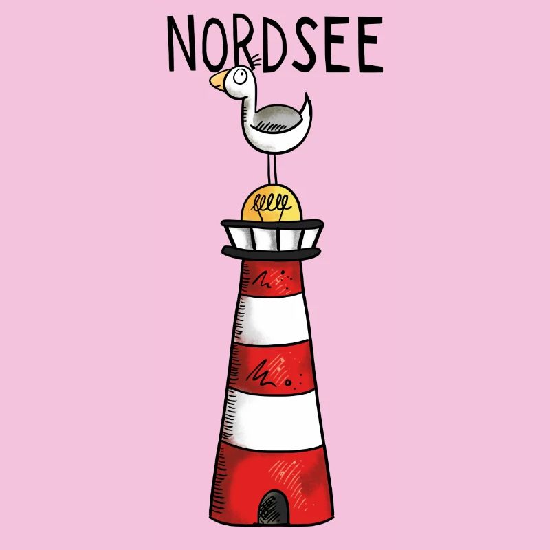 Nordsee Leuchtturm - Möwe - Comic - Geschenk
