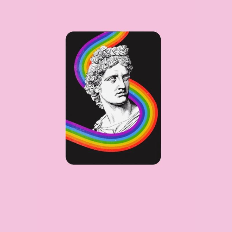 Statue classique avec arc-en-ciel vibrant