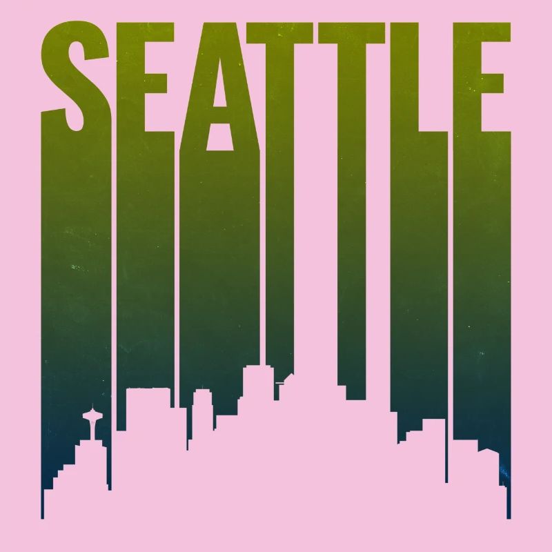 Seattle Skyline Green Gradient