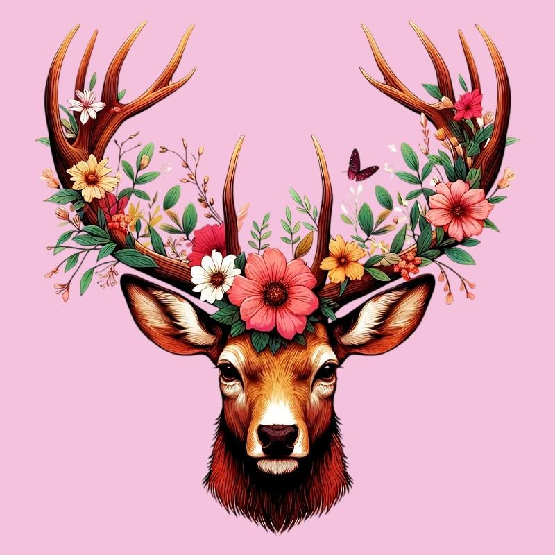 Deer with Flowers