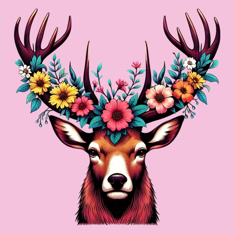 Cerf avec des fleurs