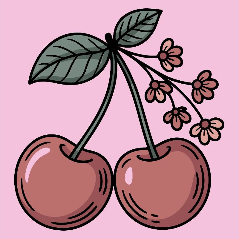 Kirsche Grafik süß Kirschblüten