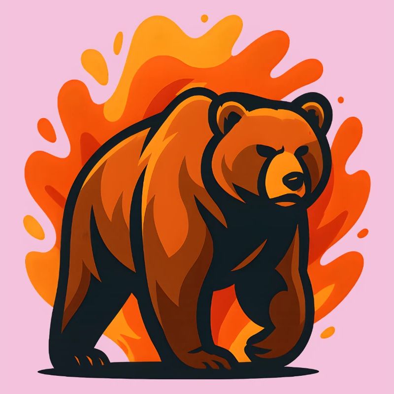 Burning Bear in flames