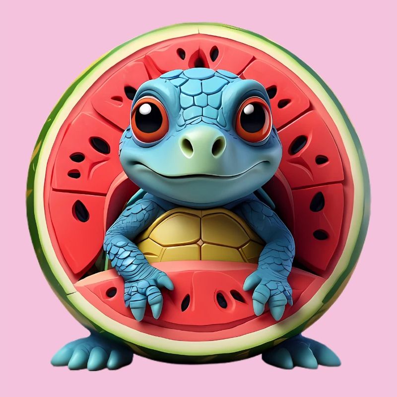 Melon turtle in the fruit core