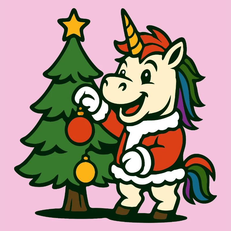 Weihnachts-Einhorn-Kunst schmückt Weihnachtsbaum