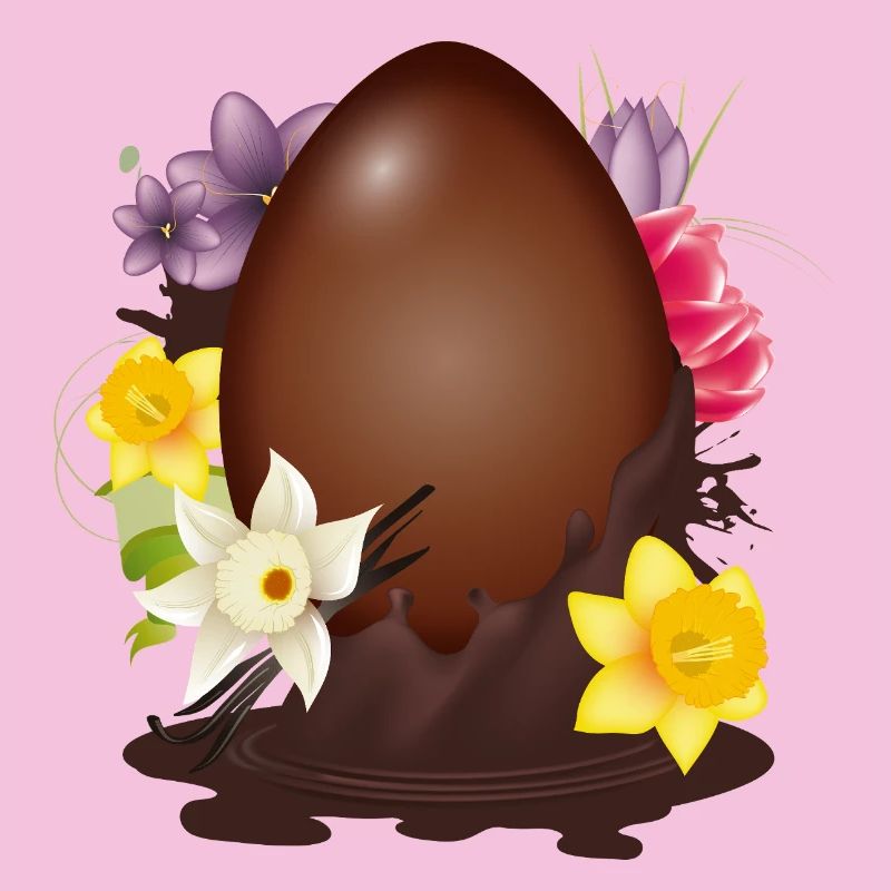 Œuf de Pâques en chocolat avec fleurs et vanille