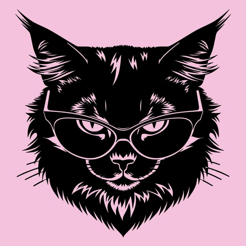 Chat noir à lunettes