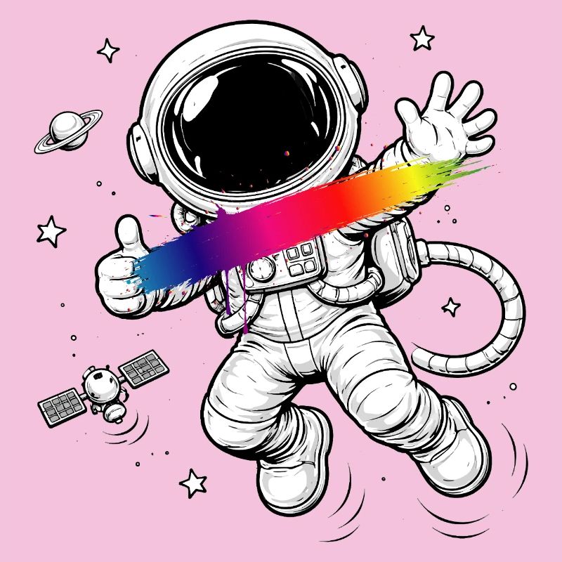 Astronaut Regenbogen Splash Space Design 