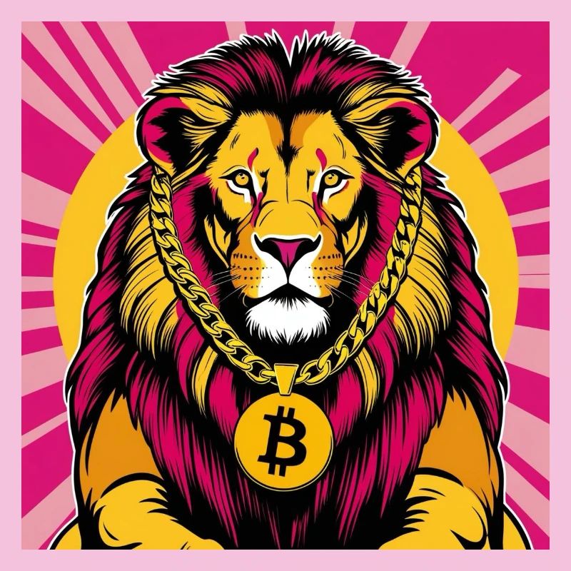 Crypto Lion Neon Pop Art