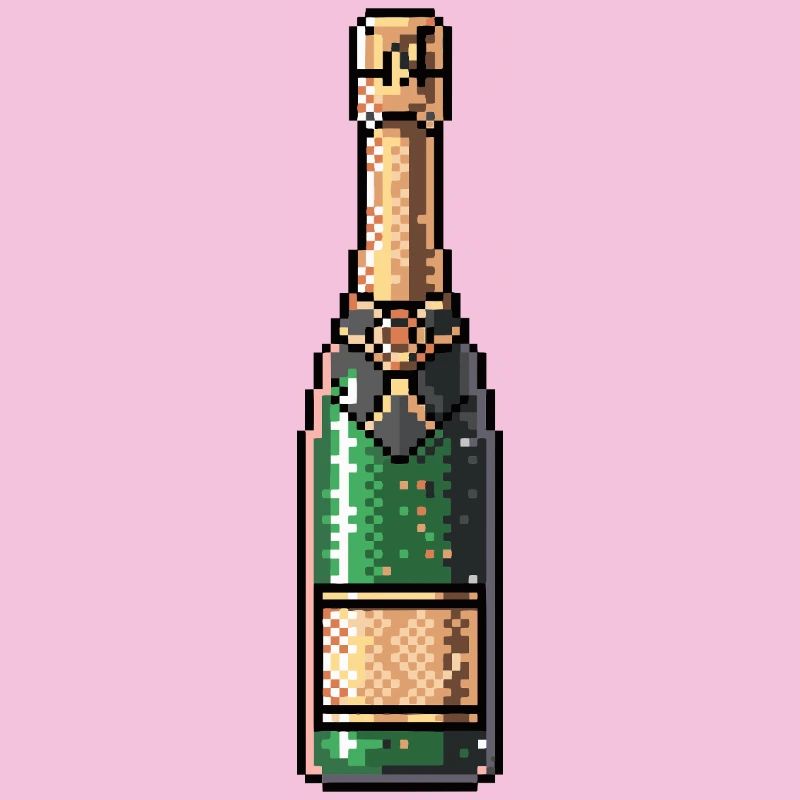 PixelChampagne Bottle Retro