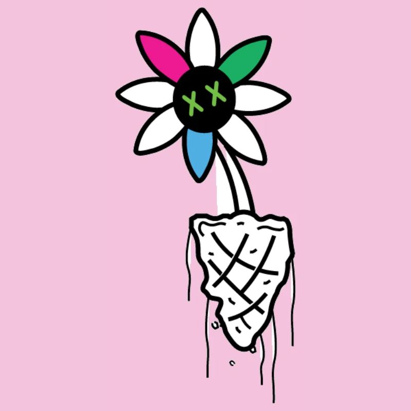 Illustration de crâne de fleur vive