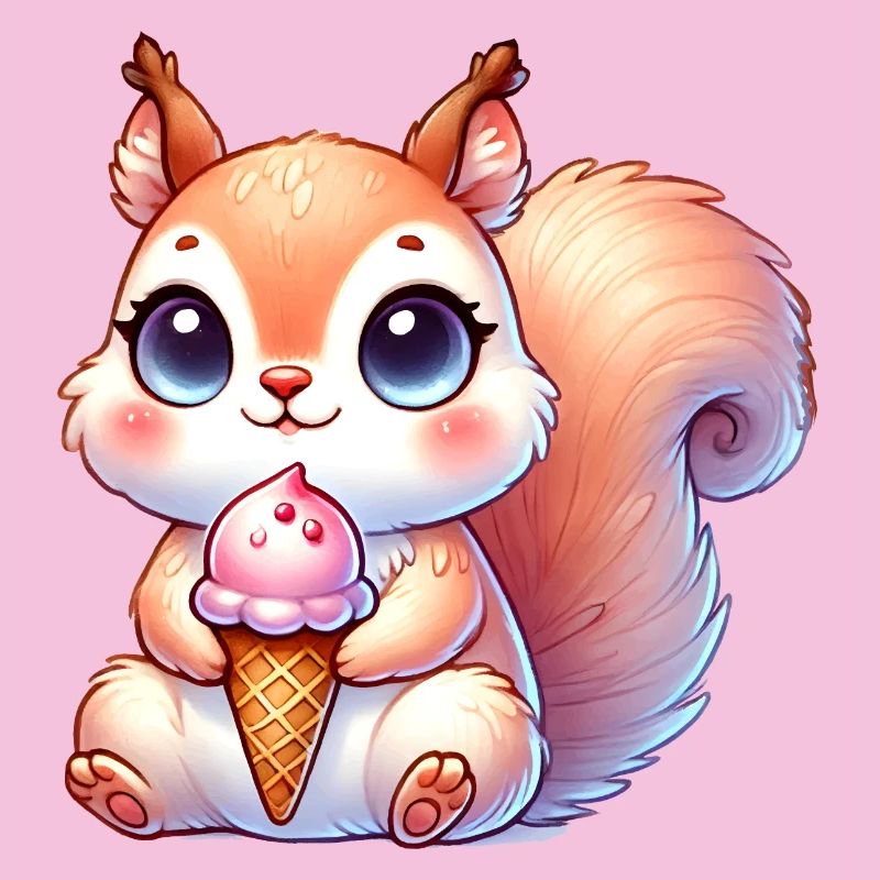 Das niedliche Eichhörnchen genießt ein buntes Eis